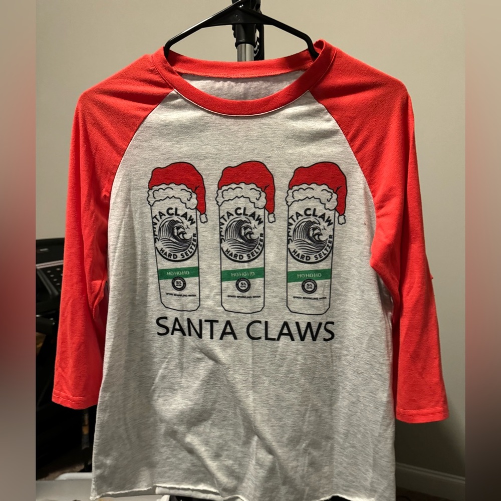 Santa Claws baseball tee